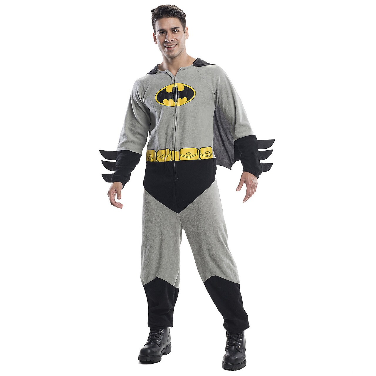 Men's Batman Onesie Costume Gray Black Jumpsuit DC Comics Outfit